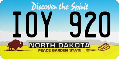 ND license plate IOY920