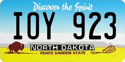 ND license plate IOY923