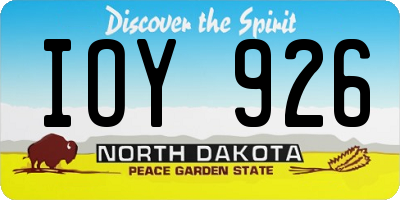 ND license plate IOY926