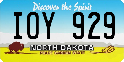 ND license plate IOY929