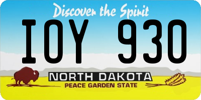ND license plate IOY930