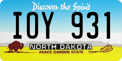 ND license plate IOY931