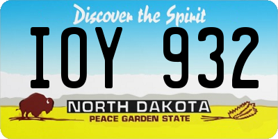 ND license plate IOY932