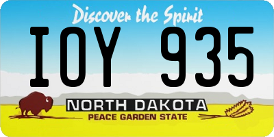 ND license plate IOY935