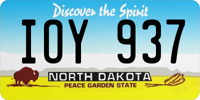 ND license plate IOY937