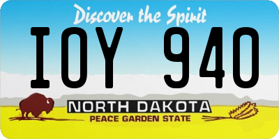 ND license plate IOY940