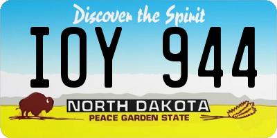 ND license plate IOY944