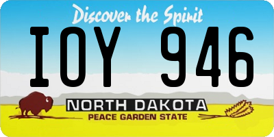 ND license plate IOY946