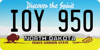 ND license plate IOY950