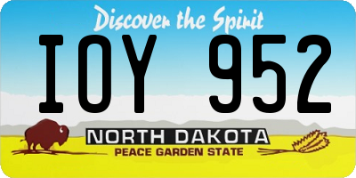 ND license plate IOY952