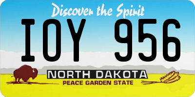 ND license plate IOY956
