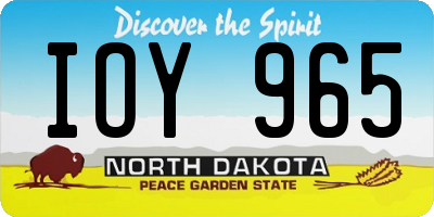 ND license plate IOY965