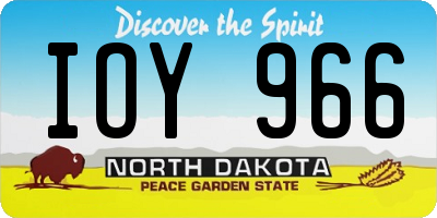 ND license plate IOY966