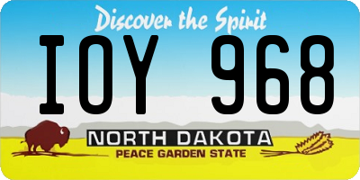ND license plate IOY968