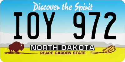ND license plate IOY972