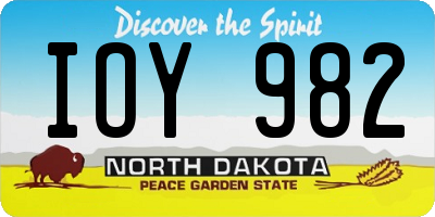 ND license plate IOY982
