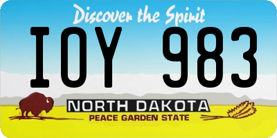 ND license plate IOY983