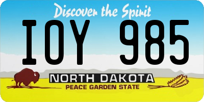 ND license plate IOY985