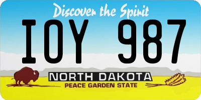 ND license plate IOY987