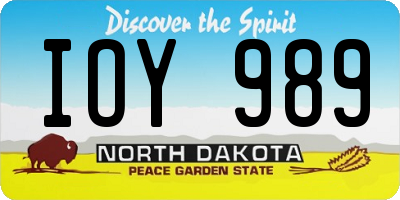 ND license plate IOY989