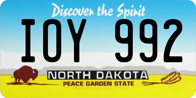 ND license plate IOY992
