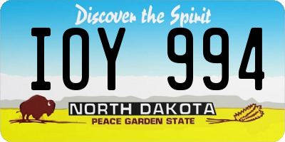 ND license plate IOY994