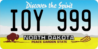 ND license plate IOY999