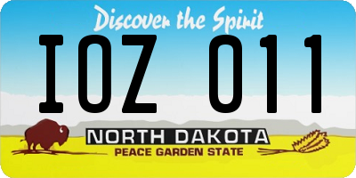 ND license plate IOZ011