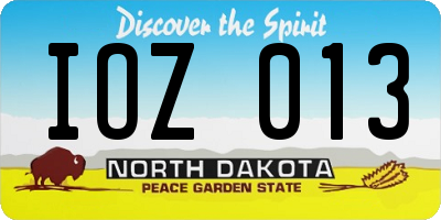ND license plate IOZ013