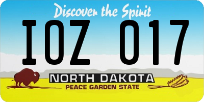 ND license plate IOZ017