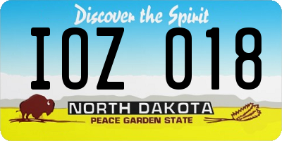 ND license plate IOZ018