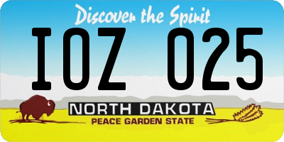 ND license plate IOZ025