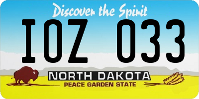 ND license plate IOZ033