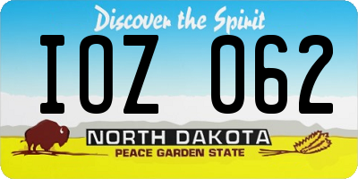ND license plate IOZ062