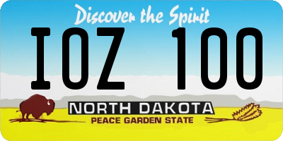 ND license plate IOZ100