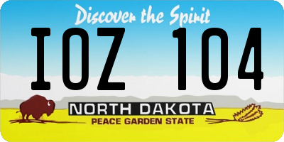 ND license plate IOZ104