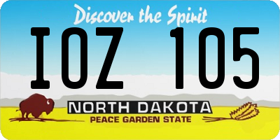 ND license plate IOZ105