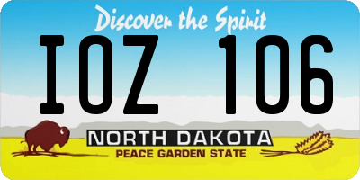 ND license plate IOZ106