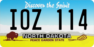 ND license plate IOZ114