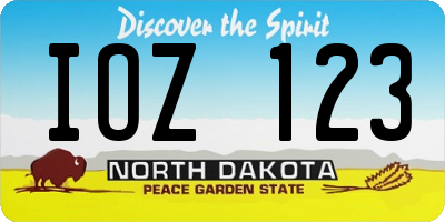 ND license plate IOZ123