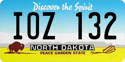 ND license plate IOZ132