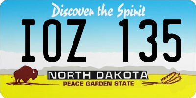 ND license plate IOZ135