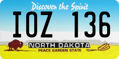 ND license plate IOZ136