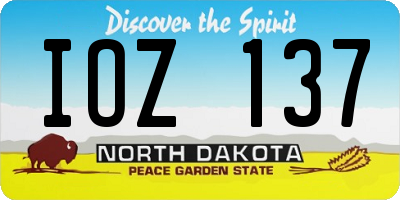 ND license plate IOZ137