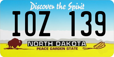 ND license plate IOZ139