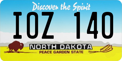 ND license plate IOZ140