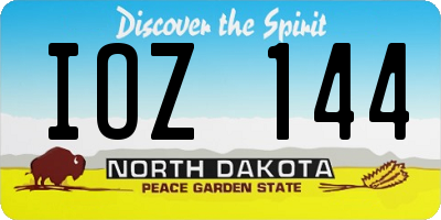 ND license plate IOZ144