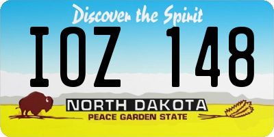 ND license plate IOZ148