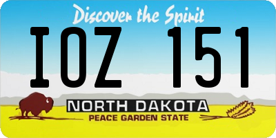 ND license plate IOZ151