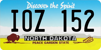 ND license plate IOZ152